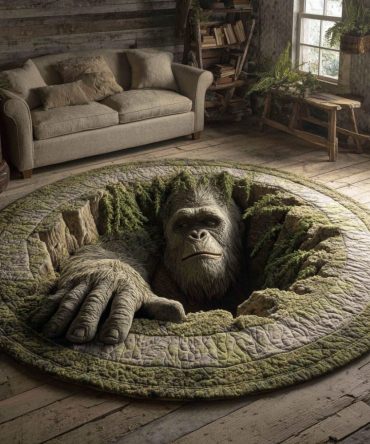 Bigfoot Log Hole Quilted Round Mat