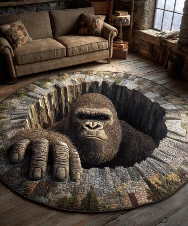 Bigfoot Pit Stare Quilted Round Mat