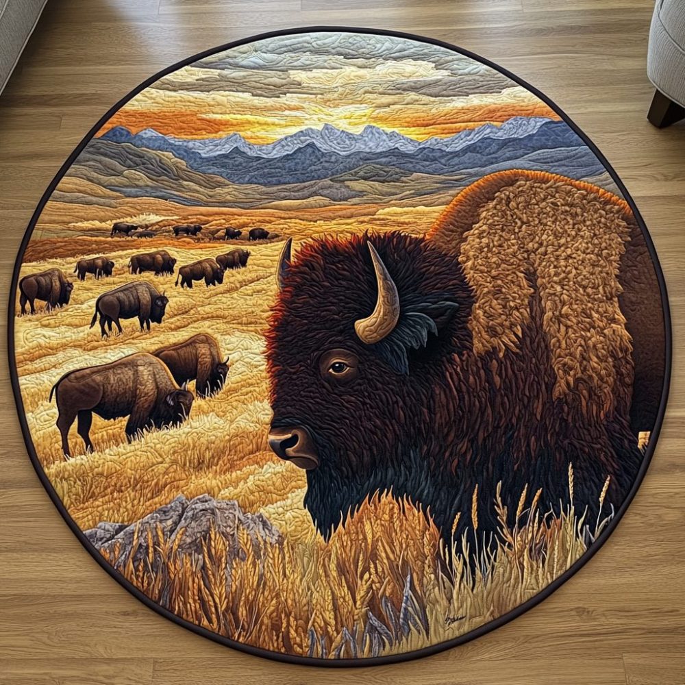 Bison Majesty Quilted Round Mat