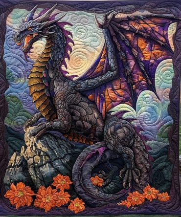 Black Dragon Quilted Blanket