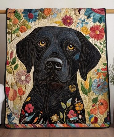 Black Labrador Design Quilted Blanket