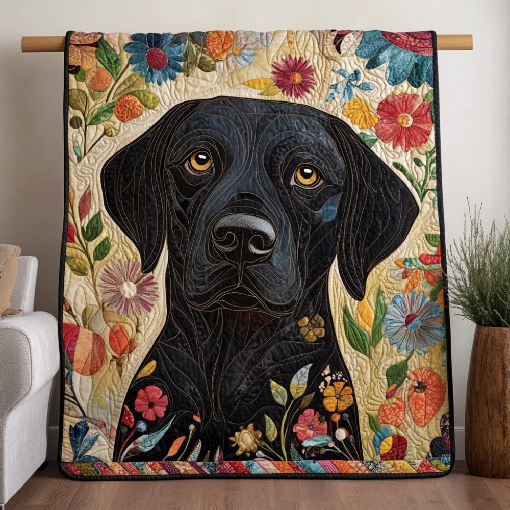 Black Labrador Design Quilted Blanket