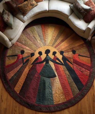 Black Woman Horizon Dance Quilted Round Mat