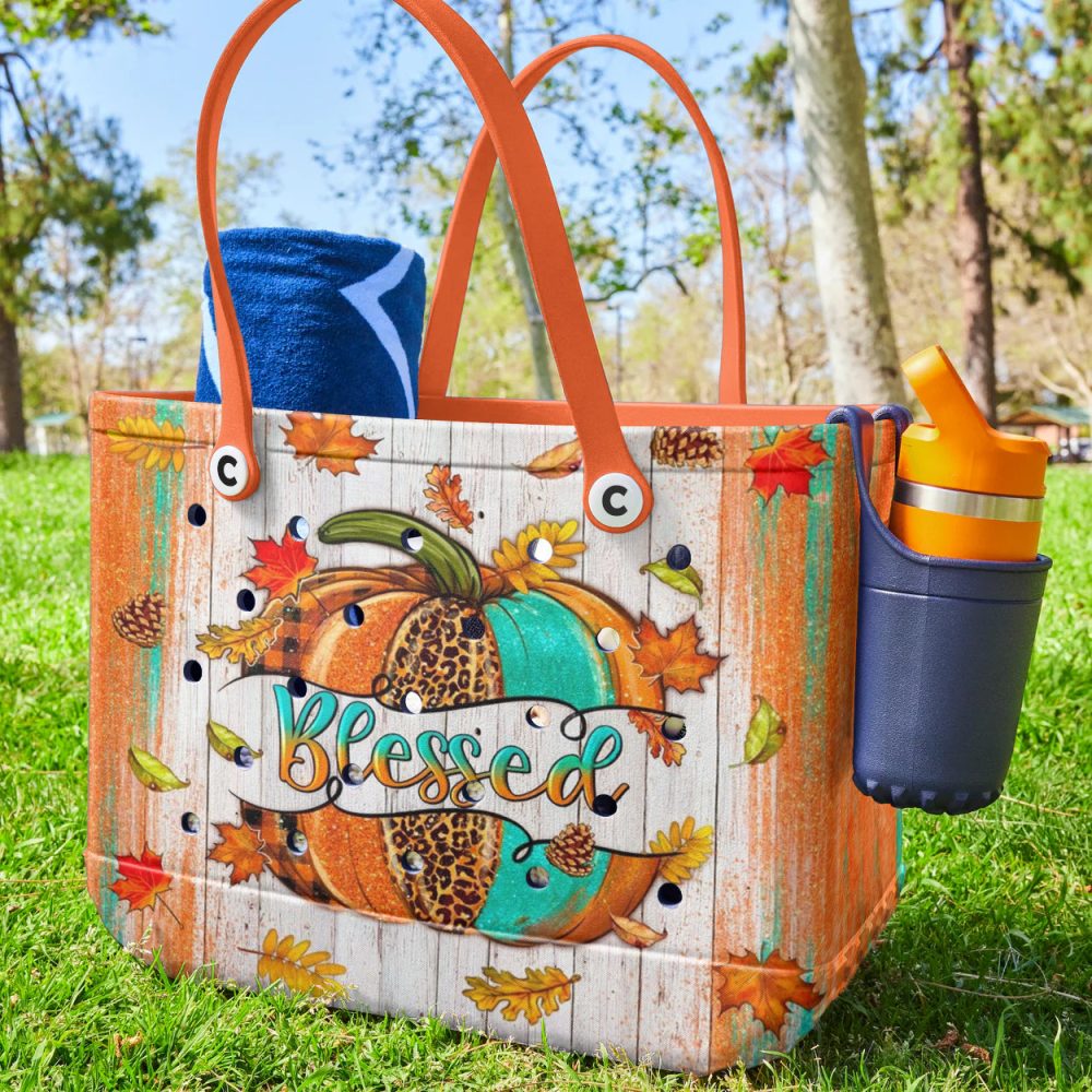 Fall-Themed 'Blessed' Tote Bag - Perfect For Autumn Outings & Shopping - Image 3