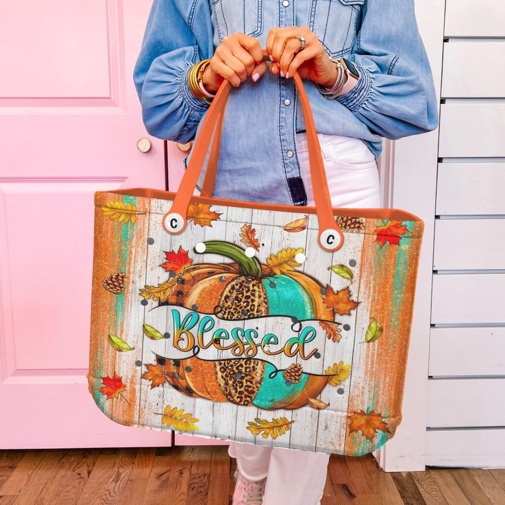 Fall-Themed 'Blessed' Tote Bag - Perfect For Autumn Outings & Shopping - Image 5