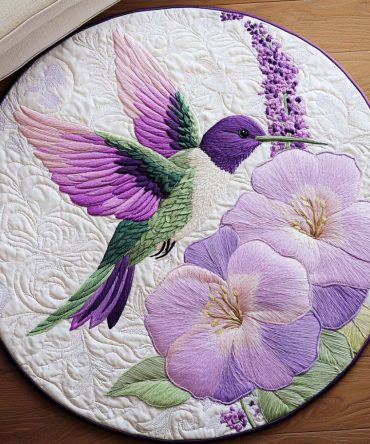 Blissful Hummingbird Dance Quilted Round Mat