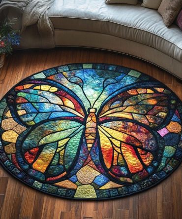 Bloom And Wings Quilted Round Mat