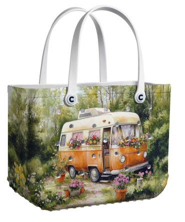 Bucket Tote Bag, Limited Edition Bogg Bag, Beach Bag Blooming Camper