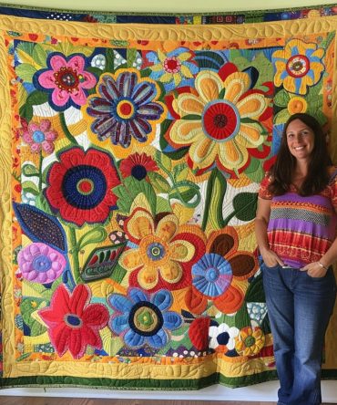 Blooming Radiance Quilted Blanket