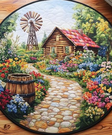 Blooming Cabin Trail Quilted Round Mat