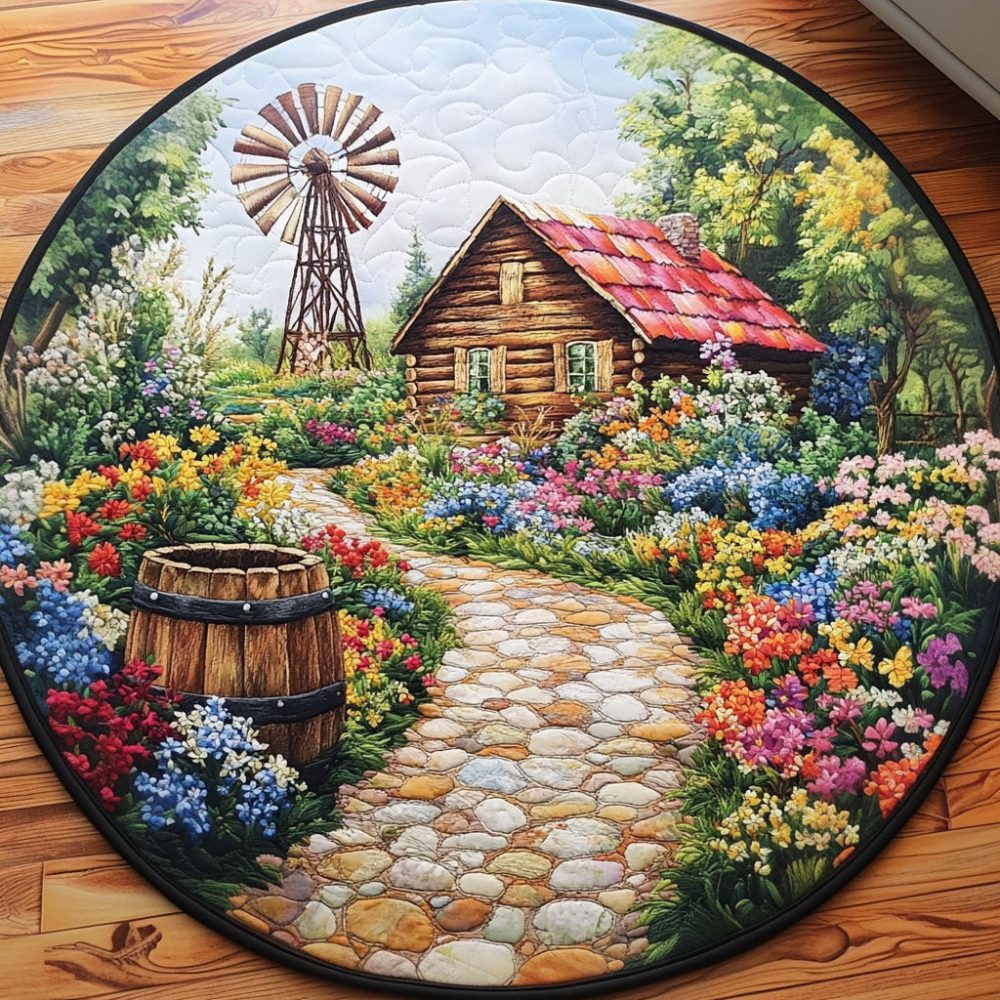 Blooming Cabin Trail Quilted Round Mat