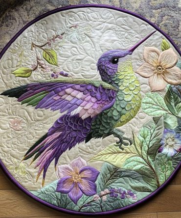 Blooming Hummer Joy Quilted Round Mat