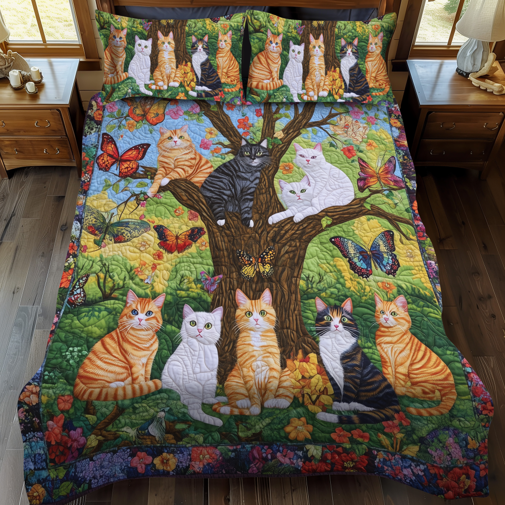 Blooming Purrfection 3-Piece Quilted Bedding Set - Image 2