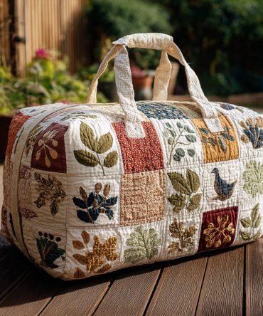 Blooming Whispers Quilted Duffle Bag