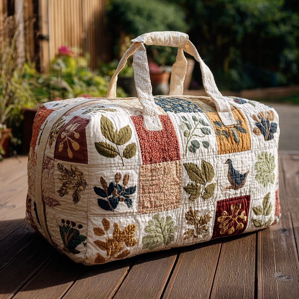 Blooming Whispers Quilted Duffle Bag