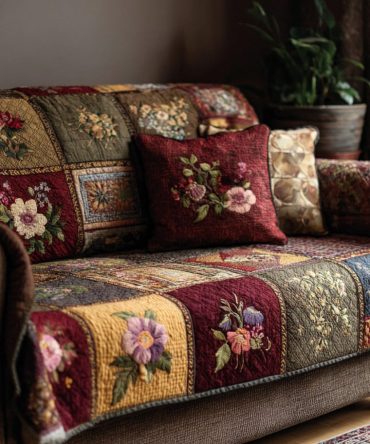 Blossom Cottage Warmth Quilted Sofa Cover