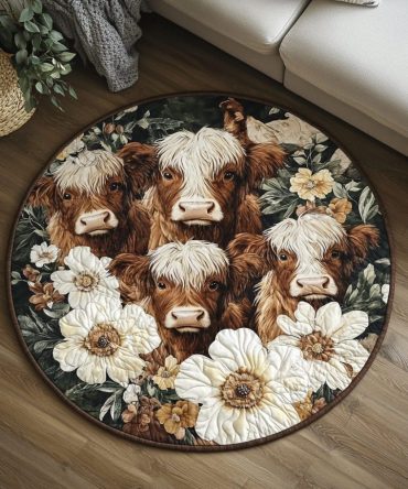 Blossom Cows Quilted Round Mat