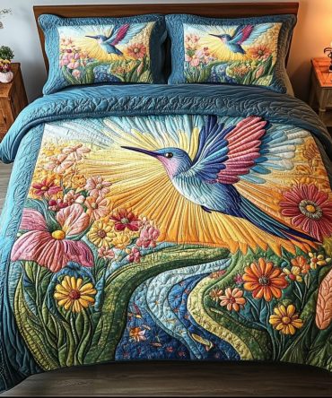 Blossom Flight 3-Piece Quilted Bedding Set