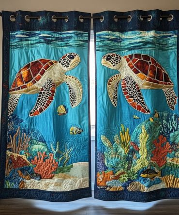Blue Ocean Dweller Quilted Curtains