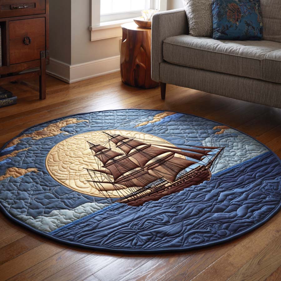 Blue Sail Quilted Round Mat