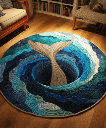 Blue Whirlpool Quilted Round Mat