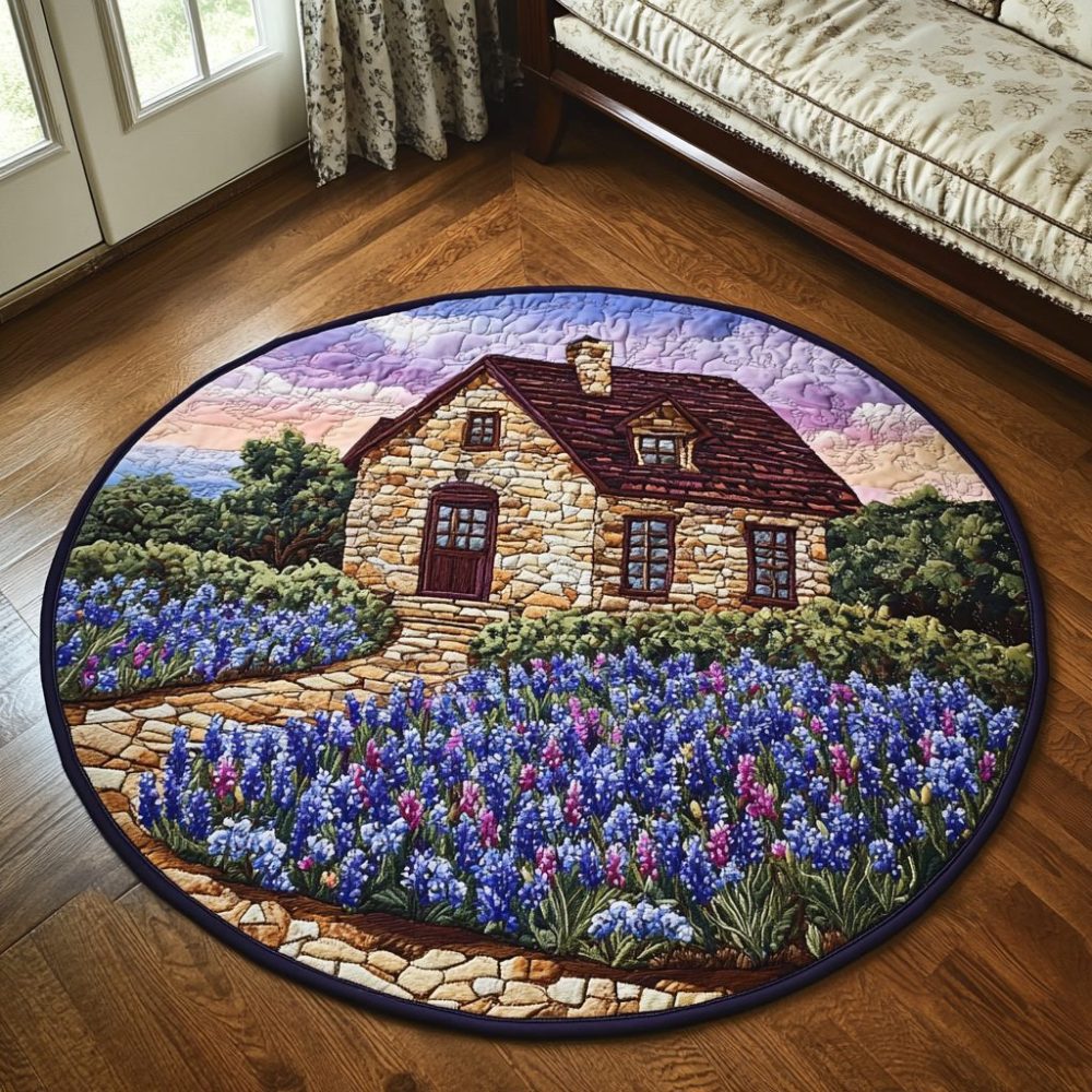 Bluebonnet Bloom Quilted Round Mat
