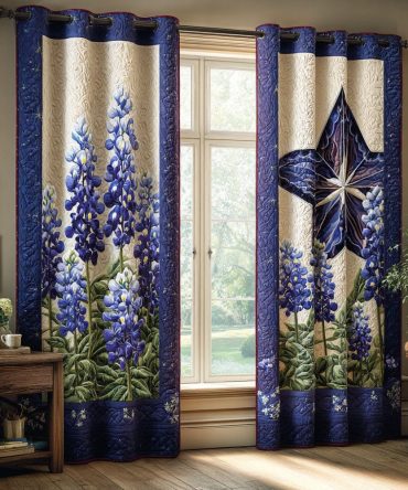 Bluebonnet Charm Quilted Curtains