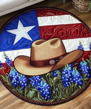Bluebonnet Circle Quilted Round Mat