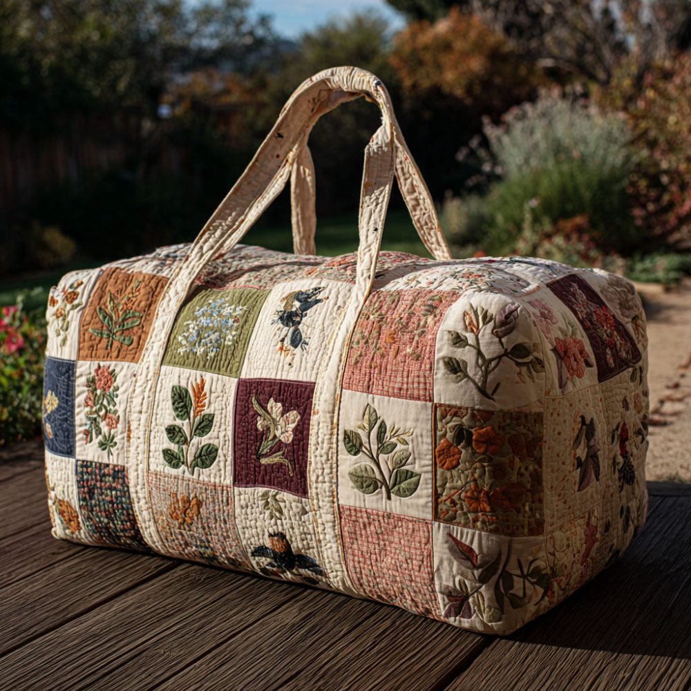 Blush Blossom Quilted Duffle Bag