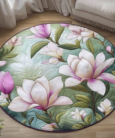 Blush Magnolia Quilted Round Mat