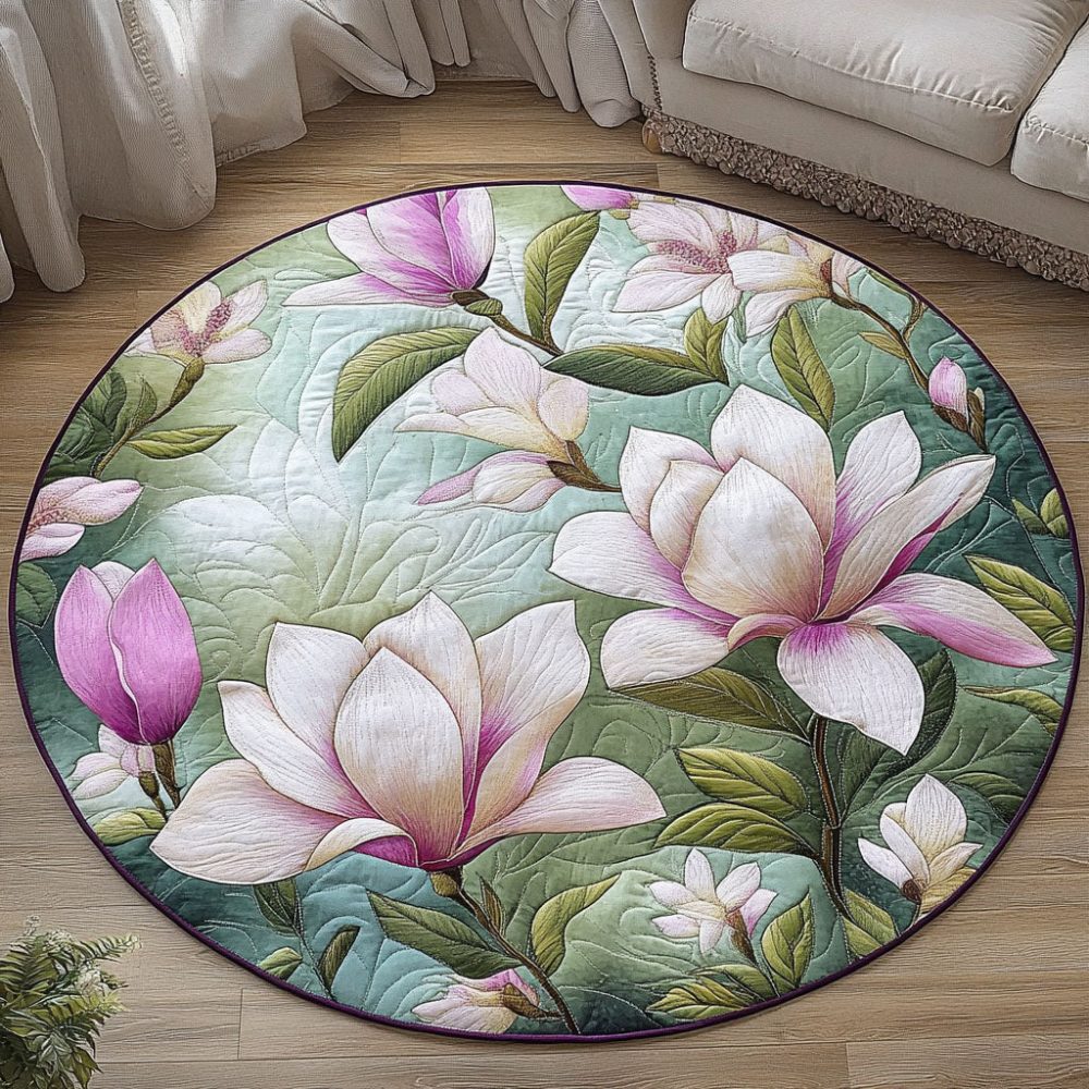 Blush Magnolia Quilted Round Mat