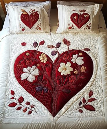 Blushing Love 3-Piece Quilted Bedding Set