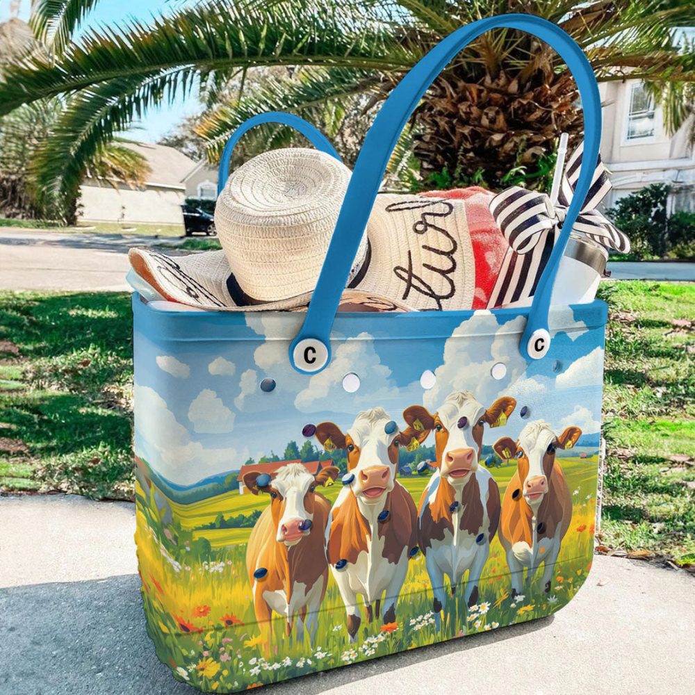 Chic Farmhouse Cow Print Tote Bag - Durable, Stylish & Spacious For Everyday Use - Image 3