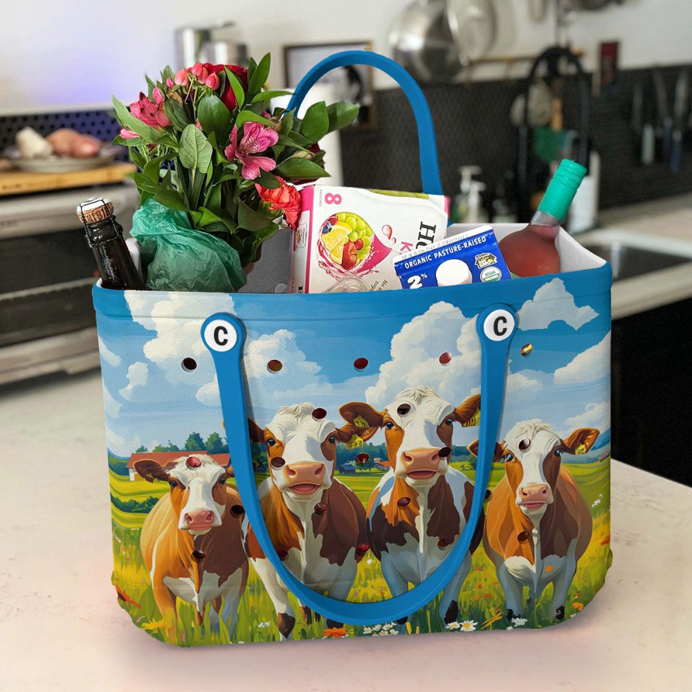 Chic Farmhouse Cow Print Tote Bag - Durable, Stylish & Spacious For Everyday Use - Image 5