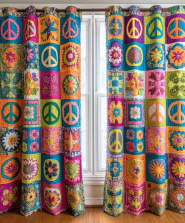 Boho Color Smile Quilted Curtains