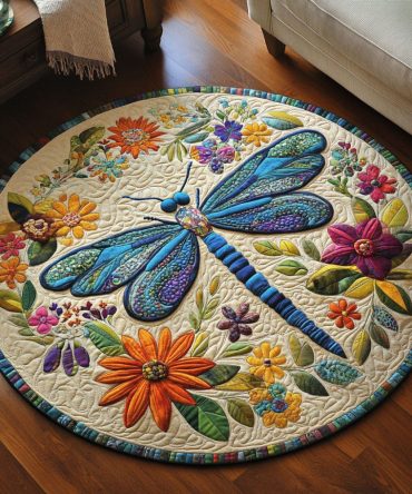 Boho Flutter Quilted Round Mat