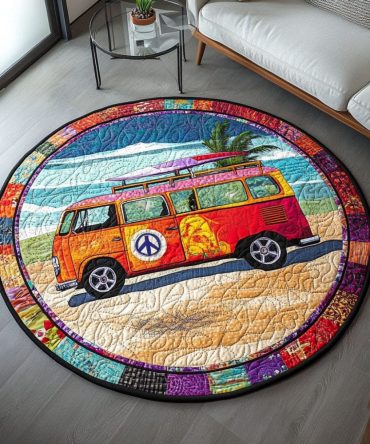 Boho Van Adventures Quilted Round Mat