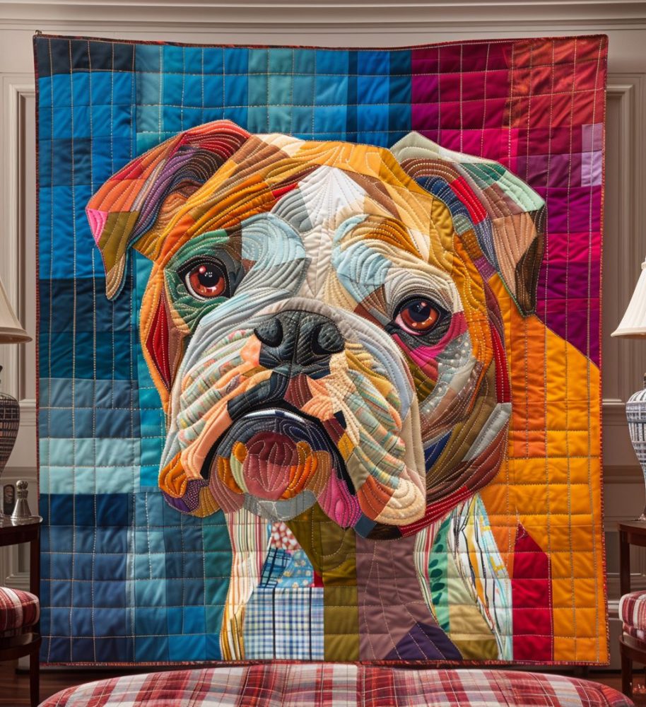 Bold Bulldog Beauty Quilted Blanket