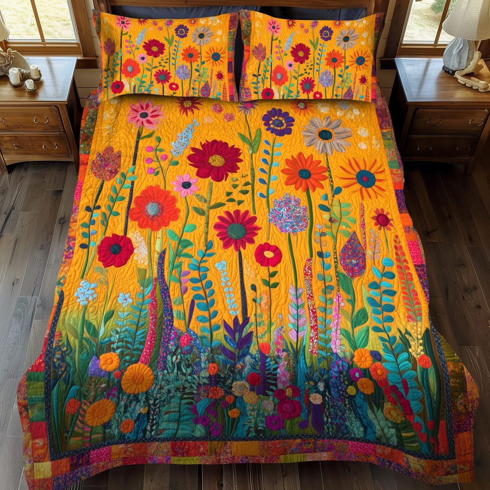 Bold Flowers 3-Piece Quilted Bedding Set - Image 2