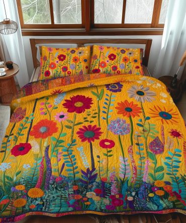 Bold Flowers 3-Piece Quilted Bedding Set