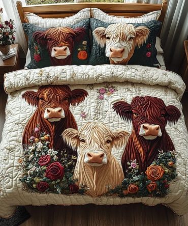 Bonnie Bovine 3-Piece Quilted Bedding Set