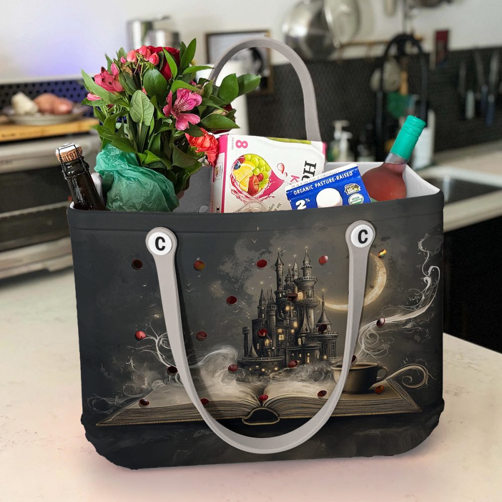 Bucket Tote Bag, Limited Edition Bogg Bag, Beach Bag Book Castle - Image 5