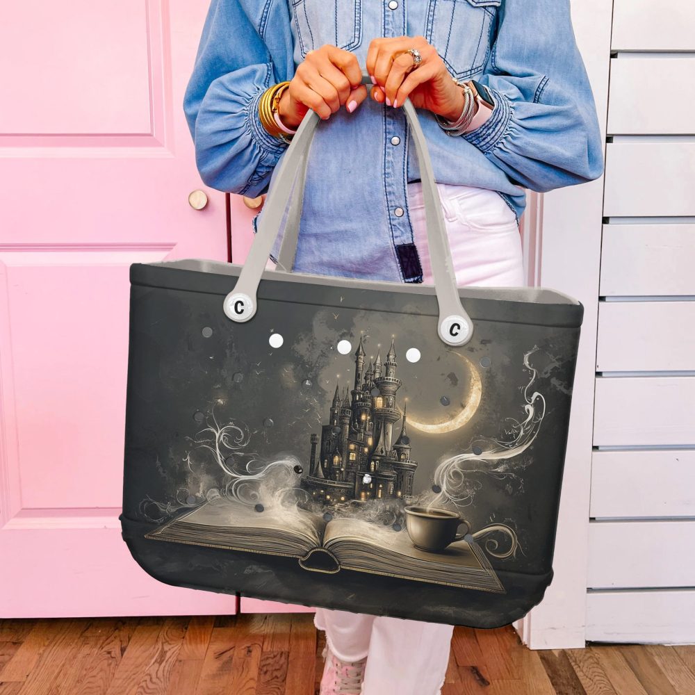Bucket Tote Bag, Limited Edition Bogg Bag, Beach Bag Book Castle - Image 6