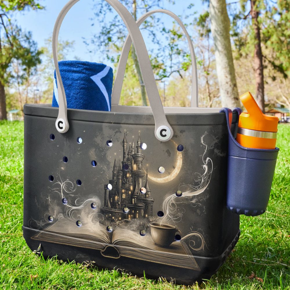 Bucket Tote Bag, Limited Edition Bogg Bag, Beach Bag Book Castle - Image 3