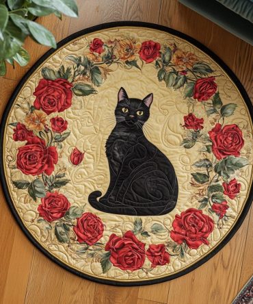 Botanic Cat Quilted Round Mat