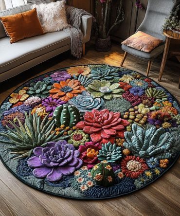Botanical Oasis Quilted Round Mat