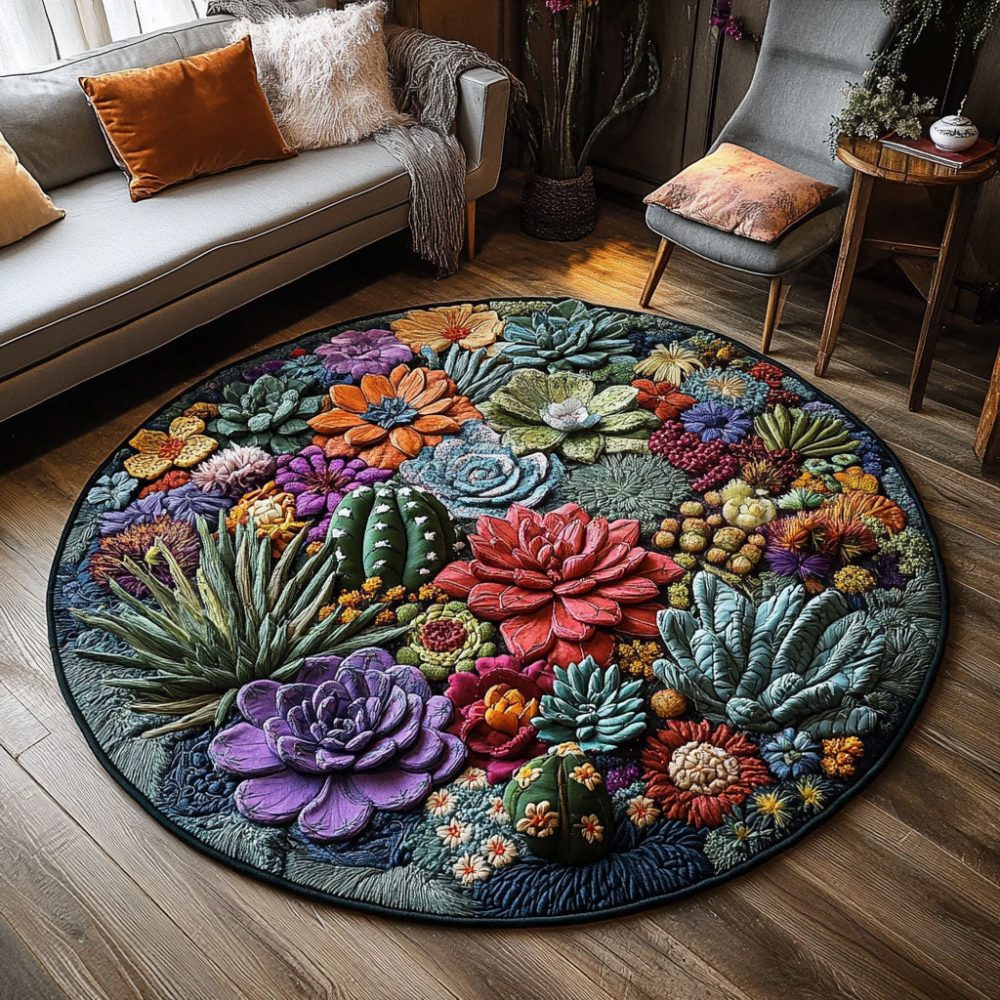 Botanical Oasis Quilted Round Mat