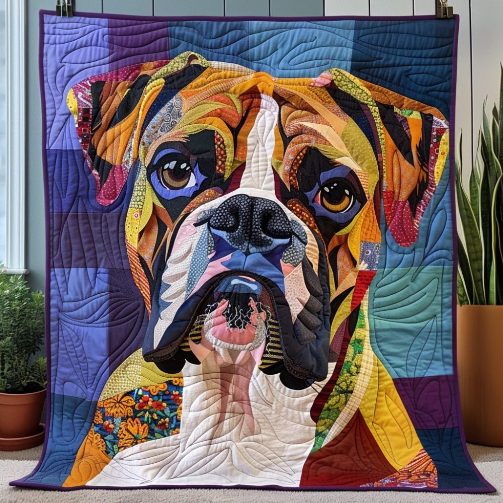 Boxer Charm Quilted Blanket