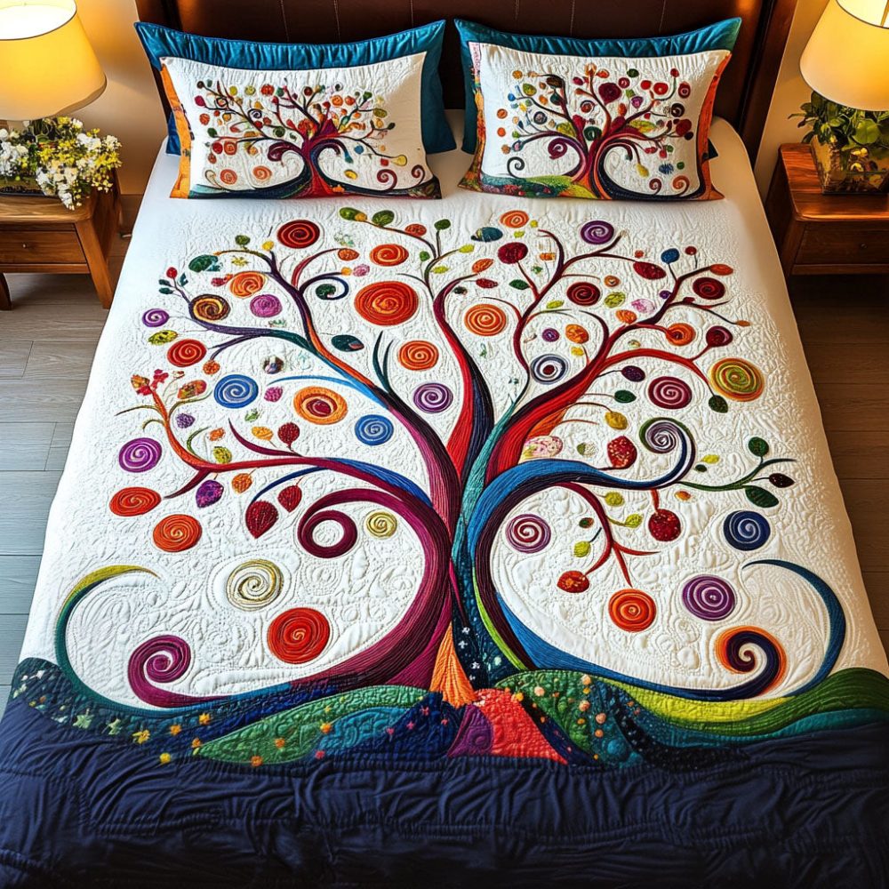 Branches Of Harmony 3-Piece Quilted Bedding Set