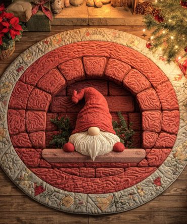 Brick Gnome Quilted Round Mat